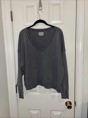 Oversized slouchy Charcoal V-Neck Sweater